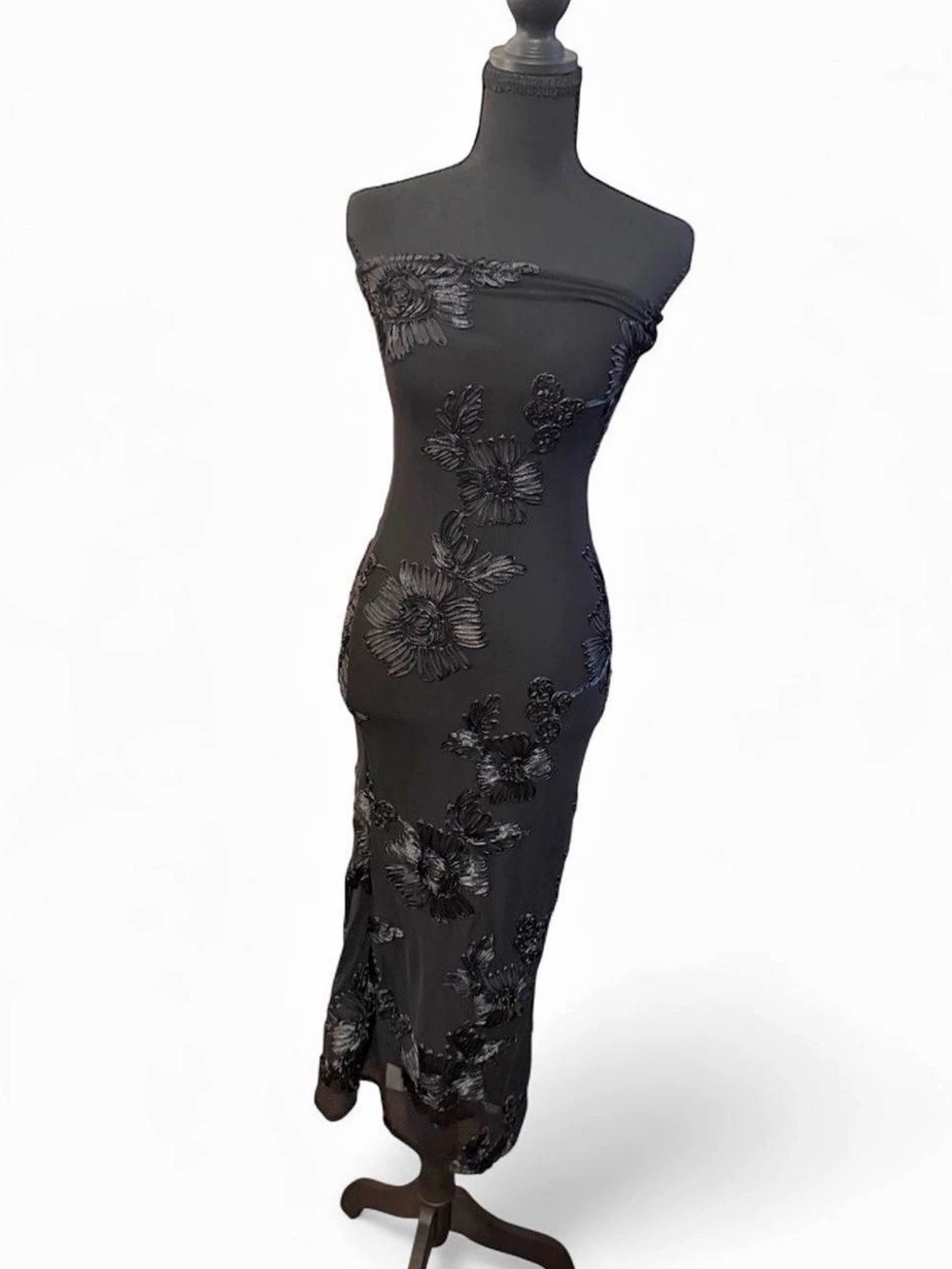 Black Floral Midi Dress Like New